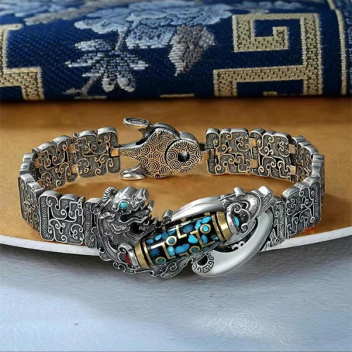 九眼天珠貔貅手鏈藏編織復古個性手環潮高級感男士禮物