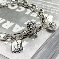 復古重工大麥麥穗好運吊牌光面圓球手鏈小衆氣質百搭高級感秋冬款