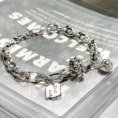 復古重工大麥麥穗好運吊牌光面圓球手鏈小衆氣質百搭高級感秋冬款