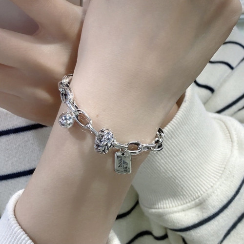 復古重工大麥麥穗好運吊牌光面圓球手鏈小衆氣質百搭高級感秋冬款