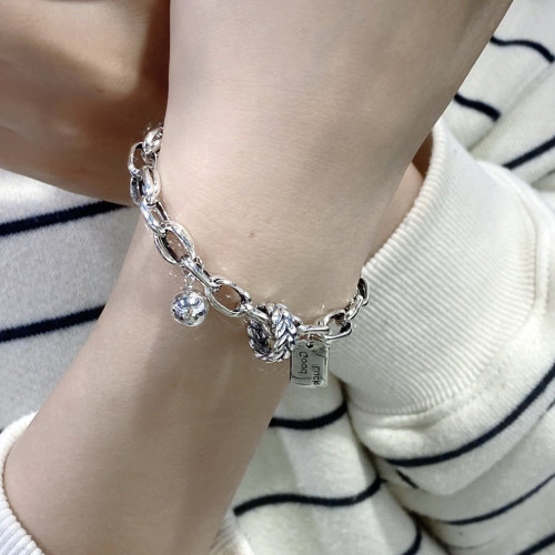 復古重工大麥麥穗好運吊牌光面圓球手鏈小衆氣質百搭高級感秋冬款