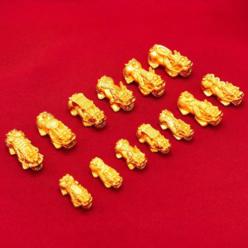 越南沙金貔貅手鏈配飾鍍金單隻實心貔貅久不掉色男女貔貅手串配件