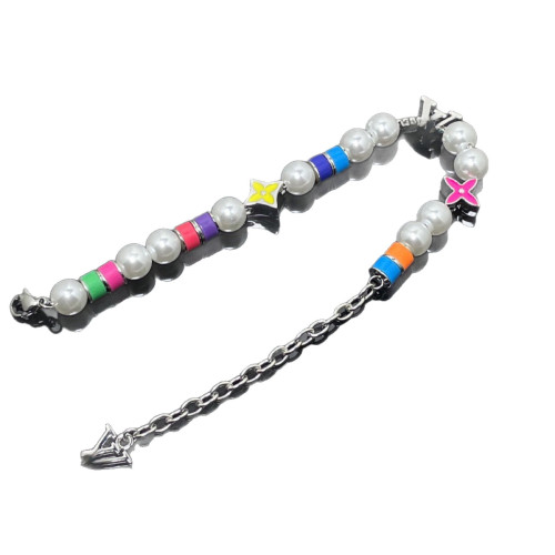 驢家歐美風彩色串珠手鏈氣質網紅款鈦鋼輕奢小衆設計高級感串珠鍊