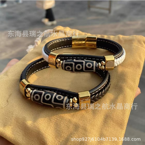 北京藏式手鏈皮質九眼天珠平安手環民族風男女情侶手串 北京藏式手鏈皮質九眼天珠平安手環民族風男女情侶手串