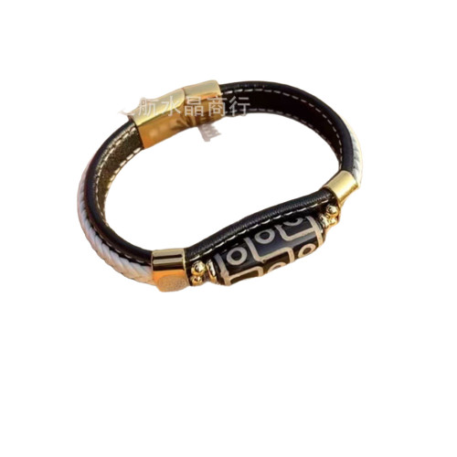 北京藏式手鏈皮質九眼天珠平安手環民族風男女情侶手串 北京藏式手鏈皮質九眼天珠平安手環民族風男女情侶手串