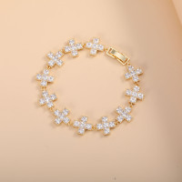 歐美十字架手鏈不掉色女夏季滿鋯手環日韓流行仙女閨蜜手飾品