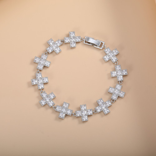 歐美十字架手鏈不掉色女夏季滿鋯手環日韓流行仙女閨蜜手飾品