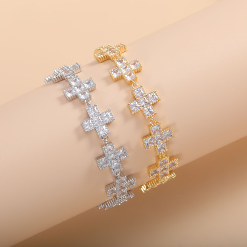 歐美十字架手鏈不掉色女夏季滿鋯手環日韓流行仙女閨蜜手飾品