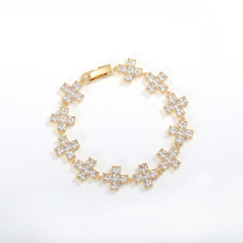 歐美十字架手鏈不掉色女夏季滿鋯手環日韓流行仙女閨蜜手飾品