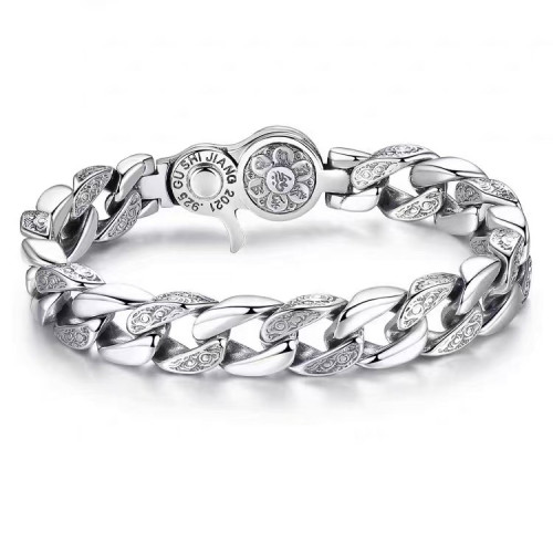 wish手鏈男純六字真言可旋轉潮款寬版男士霸氣個性大氣復古手