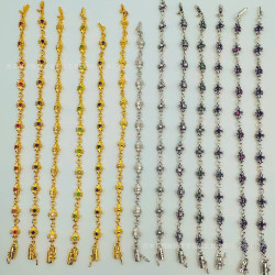 ch潮牌復古做舊克羅伈十字架花手鏈鑲鑽s925銀白鑽男女細手鏈飾品