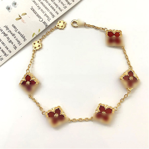 意大利新款四葉草拉絲五花手鏈女 復古宮廷風輕奢時尚高級感手飾 意大利新款四葉草拉絲五花手鏈女 復古宮廷風輕奢時尚高級感手飾