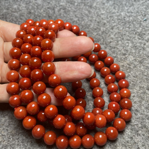 滿肉天然南紅瑪瑙108顆彿珠手鏈九口料 柿子紅櫻桃紅原礦瑪瑙飾品
