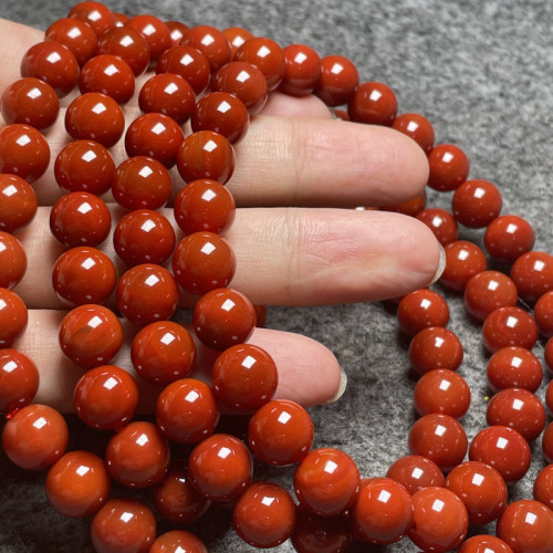 滿肉天然南紅瑪瑙108顆彿珠手鏈九口料 柿子紅櫻桃紅原礦瑪瑙飾品