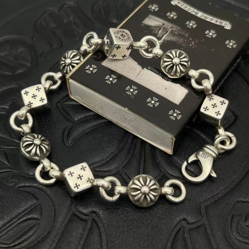 潮款飾品骰子手鏈泰銀復古做舊男女士手飾龍蝦釦歐美嘻哈龐克歐美 潮款飾品骰子手鏈泰銀復古做舊男女士手飾龍蝦釦歐美嘻哈龐克歐美