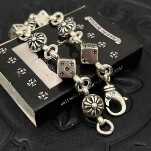 潮款飾品骰子手鏈泰銀復古做舊男女士手飾龍蝦釦歐美嘻哈龐克歐美 潮款飾品骰子手鏈泰銀復古做舊男女士手飾龍蝦釦歐美嘻哈龐克歐美