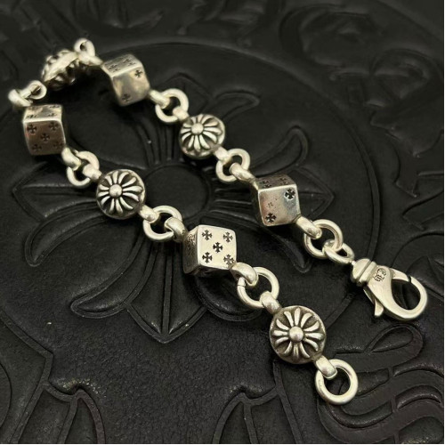 潮款飾品骰子手鏈泰銀復古做舊男女士手飾龍蝦釦歐美嘻哈龐克歐美 潮款飾品骰子手鏈泰銀復古做舊男女士手飾龍蝦釦歐美嘻哈龐克歐美