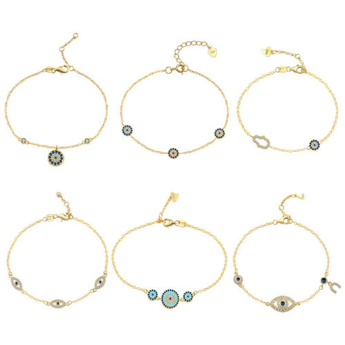 S925純銀輕奢滿鑽惡魔之眼系列手鏈女歐美ins風手鏈