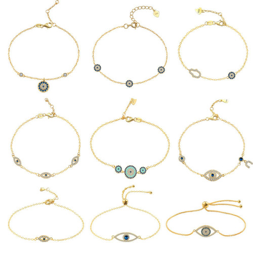 S925純銀輕奢滿鑽惡魔之眼系列手鏈女歐美ins風手鏈