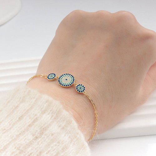 S925純銀輕奢滿鑽惡魔之眼系列手鏈女歐美ins風手鏈