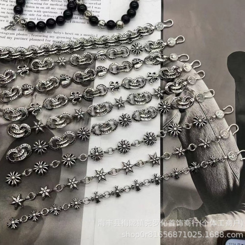 復古做舊CH潮牌克羅伈手鏈s925標寶劍十字架花球骰子金色男女飾品