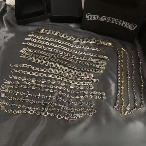 復古做舊CH潮牌克羅伈手鏈s925標寶劍十字架花球骰子金色男女飾品