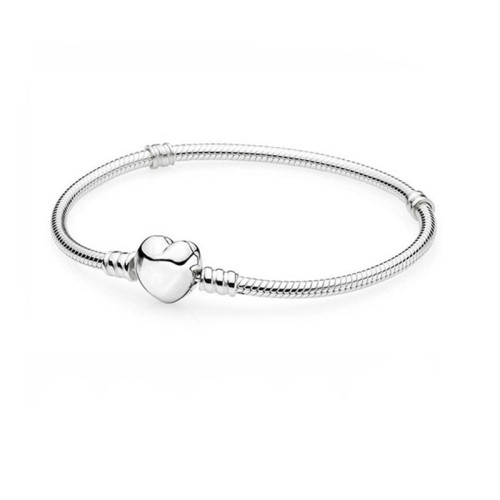 心原創潘家珠子白銅手鏈鍍銀滿鑽愛心玫瑰金手環時尚DIY適合串飾