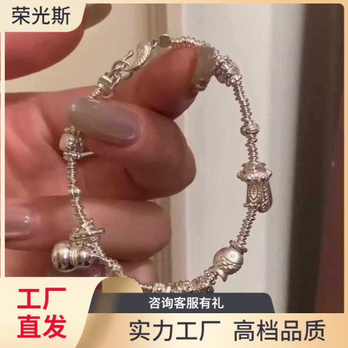 鳳祥同款足銀純銀葫蘆小胖福吊墜手鏈女設計感風手飾禮物 鳳祥同款足銀純銀葫蘆小胖福吊墜手鏈女設計感風手飾禮物