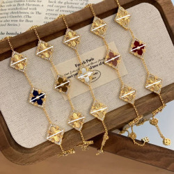 意大利新款五花手鏈歌劇院女 百搭精緻中古飾品cnc虎眼石首飾