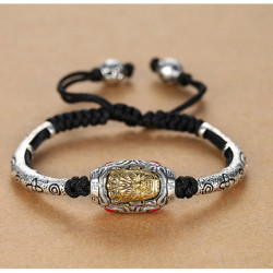 惜汝古巴男士手鏈復古鑲銅黑繩手串潮流時尚可調節霸氣