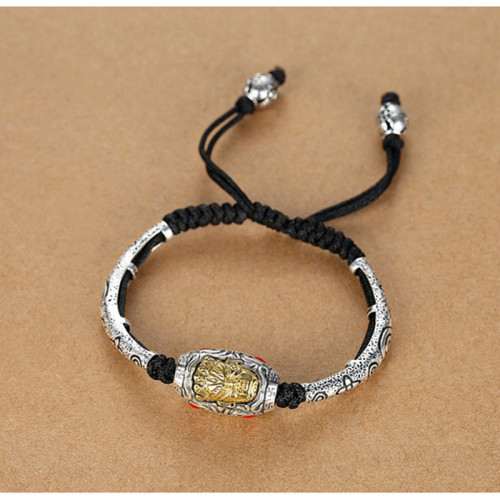 惜汝古巴男士手鏈復古鑲銅黑繩手串潮流時尚可調節霸氣