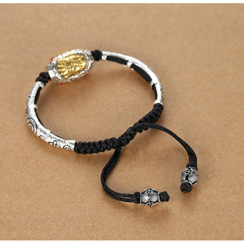 惜汝古巴男士手鏈復古鑲銅黑繩手串潮流時尚可調節霸氣