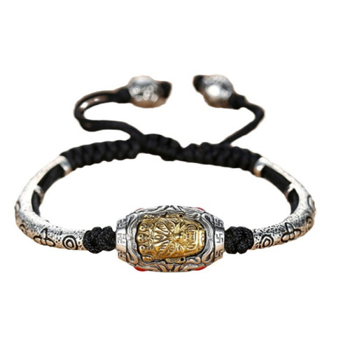 惜汝古巴男士手鏈復古鑲銅黑繩手串潮流時尚可調節霸氣