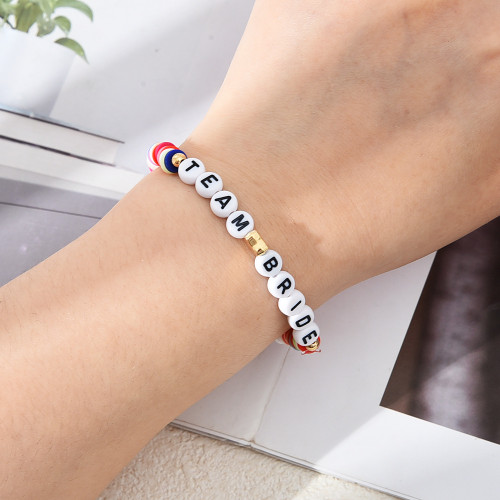 款手飾套裝  彩色軟陶新娘字母手鏈套裝伴娘專屬飾品