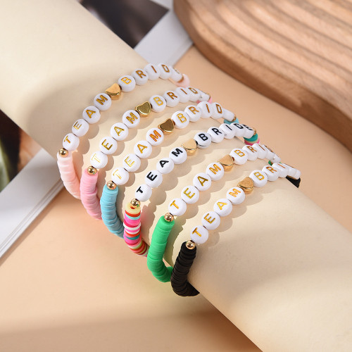款手飾套裝  彩色軟陶新娘字母手鏈套裝伴娘專屬飾品