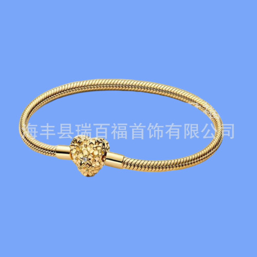 潘家鍍925銀家族樹蛇骨手鏈diy配件新款黃金愛心成品手串 潘家鍍925銀家族樹蛇骨手鏈diy配件新款黃金愛心成品手串