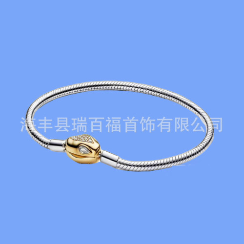 潘家鍍925銀家族樹蛇骨手鏈diy配件新款黃金愛心成品手串 潘家鍍925銀家族樹蛇骨手鏈diy配件新款黃金愛心成品手串