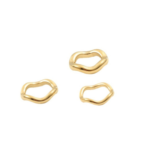 粗波浪戒指 鈦鋼電鍍18k金