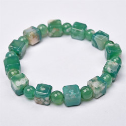 富宏珠寶綠櫻花瑪瑙方糖手鏈櫻花方塊晶體帶飄花簡約百搭手串