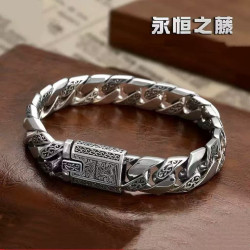 文藝範高級感精工唐草紋龐克手鏈個性男士復古歐美風嘻哈手鏈