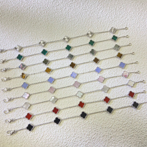 新款四葉草迷你五花手鏈女18k金高版本雙面幸運草白貝母不掉色