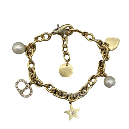 D家高版本迪家CD手鏈女歐美復古風首飾珍珠蝴蝶手鏈手鐲手環