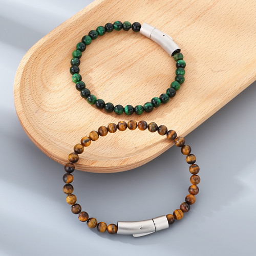 虎眼天然石串珠手鏈手串松石火山石手環男士高級感首飾品 虎眼天然石串珠手鏈手串松石火山石手環男士高級感首飾品