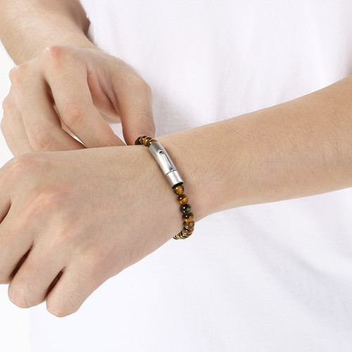 虎眼天然石串珠手鏈手串松石火山石手環男士高級感首飾品 虎眼天然石串珠手鏈手串松石火山石手環男士高級感首飾品