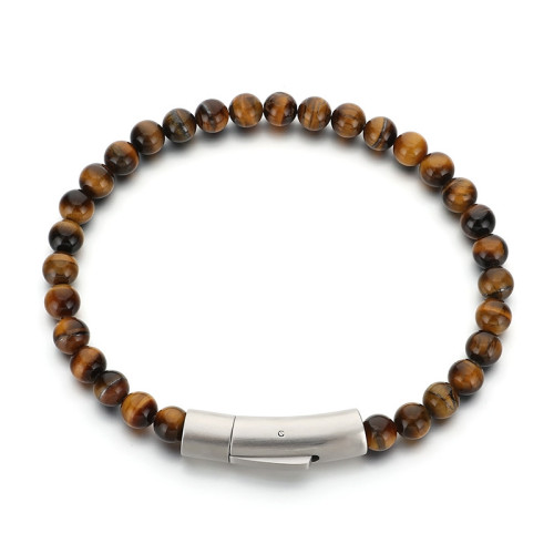 虎眼天然石串珠手鏈手串松石火山石手環男士高級感首飾品 虎眼天然石串珠手鏈手串松石火山石手環男士高級感首飾品