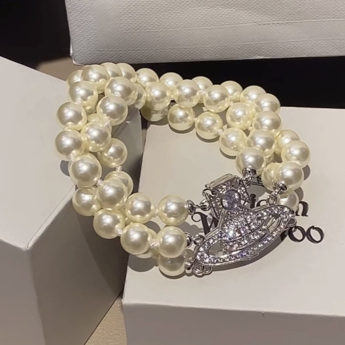 西太後三層珍珠磁吸釦土星手鏈 經典款名媛風氣質個性手環