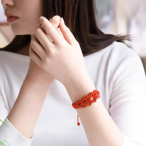 2026馬年本命年紅繩手鏈十二生肖屬馬鼠牛兔蛇紅瑪瑙手工編織男女
