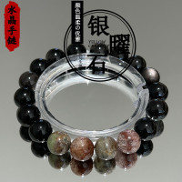 天然千層幽靈手串手鏈串珠手飾天然銀曜石手鏈輕奢高級感手鏈珠子