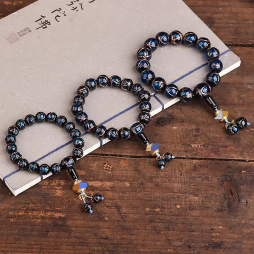 雍香灰琉璃手串宮廷風古法琉璃本命年手鏈男女款法物彿珠手持