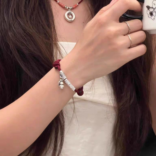 足銀999招財情侶手鏈純銀盤纏招財納福編織本命年紅繩手繩禮物